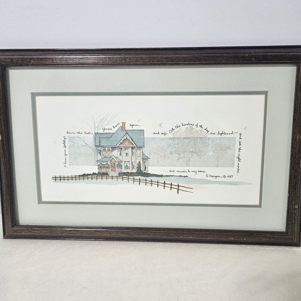 Vintage D.Morgan 1987 'I Hear‎ Your Footsteps Down The Hall' Framed Print  Love